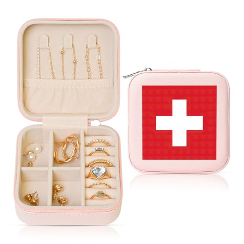 OKFSTY Reise-Schmuckschatulle mit Schweizer Flagge, multifunktionale Schmuck-Aufbewahrungsbox, Vitrine für Damen OKFSTY Reise-Schmuckschatulle mit Schweizer Flagge, multifunktionale Schmuck-Aufbewahrungsbox, Vitrine für Damen von OKFSTY