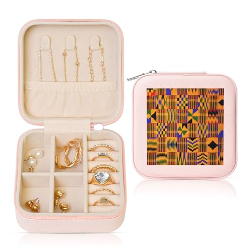 OKFSTY Reise-Schmuckschatulle mit afrikanischem Ethno-Muster, multifunktionale Schmuck-Aufbewahrungsbox, Vitrine für Damen OKFSTY Reise-Schmuckschatulle mit afrikanischem Ethno-Muster, multifunktionale Schmuck-Aufbewahrungsbox, Vitrine für Damen von OKFSTY