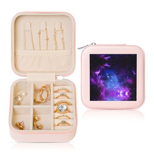 OKFSTY Reise-Schmuckschatulle mit blauem Galaxie-Druck, multifunktionale Schmuck-Aufbewahrungsbox, Vitrine für Damen OKFSTY Reise-Schmuckschatulle mit blauem Galaxie-Druck, multifunktionale Schmuck-Aufbewahrungsbox, Vitrine für Damen von OKFSTY