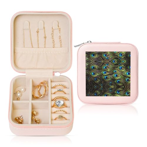 OKFSTY Reise-Schmuckschatulle mit frischem Pfauen-Druck, multifunktionale Schmuck-Aufbewahrungsbox, Vitrine für Damen OKFSTY Reise-Schmuckschatulle mit frischem Pfauen-Druck, multifunktionale Schmuck-Aufbewahrungsbox, Vitrine für Damen von OKFSTY