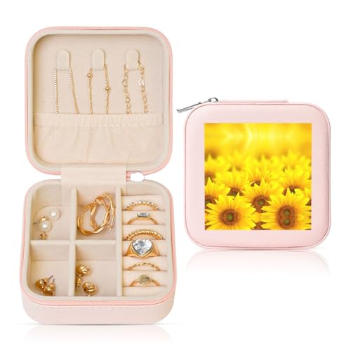 OKFSTY Reise-Schmuckschatulle mit gelbem Sonnenblumendruck, multifunktionale Schmuck-Aufbewahrungsbox, Vitrine für Damen OKFSTY Reise-Schmuckschatulle mit gelbem Sonnenblumendruck, multifunktionale Schmuck-Aufbewahrungsbox, Vitrine für Damen von OKFSTY
