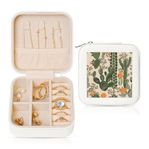 OKFSTY Reise-Schmuckschatulle mit grünem Kaktus-Druck, multifunktionale Schmuck-Aufbewahrungsbox, Vitrine für Damen OKFSTY Reise-Schmuckschatulle mit grünem Kaktus-Druck, multifunktionale Schmuck-Aufbewahrungsbox, Vitrine für Damen von OKFSTY