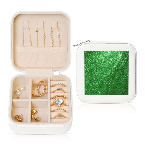 OKFSTY Reise-Schmuckschatulle mit grünem Pailletten, multifunktionale Schmuck-Aufbewahrungsbox, Vitrine für Damen von OKFSTY