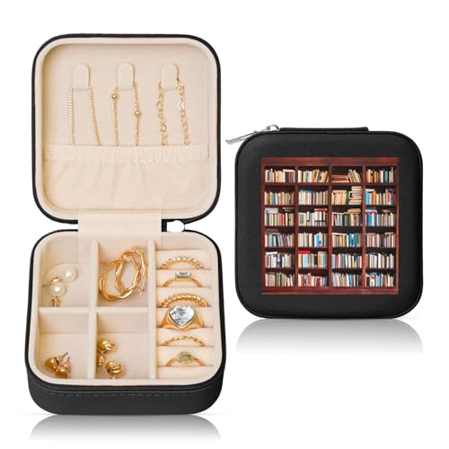 OKFSTY Schmuckschatulle mit Bücher-Druck, multifunktionale Schmuck-Aufbewahrungsbox, Vitrine für Damen OKFSTY Schmuckschatulle mit Bücher-Druck, multifunktionale Schmuck-Aufbewahrungsbox, Vitrine für Damen von OKFSTY