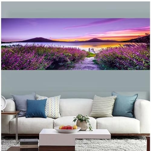 OKIKA DIY 5D Diamond Painting Kits, Sonnenuntergang Lavendel Full Drill Diamant Painting Zubehör, Malen Nach Zahlen, Diamond Painting Set, Painting by Numbers Arts Craft for Home Wall Decor 20x40in von OKIKA