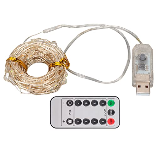 OKJHFD LED-Lichterkette, 10 Meter, 100 LED, Wasserdicht, Fernbedienung, 8 Modi, USB, Indoor und Outdoor, Schlafzimmer, Halloween, Weihnachten OKJHFD LED-Lichterkette, 10 Meter, 100 LED, Wasserdicht, Fernbedienung, 8 Modi, USB, Indoor und Outdoor, Schlafzimmer, Halloween, Weihnachten von OKJHFD