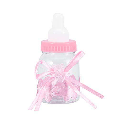OKJHFD Süße Mädchen und Jungen Duschgeschenke, 24 Stück Süßigkeitsflasche im Feeder-Stil für Mädchen Duschgeschenke Befüllbare Mini-Flaschen-Süßigkeits-Geschenkbox für Taufe, Taufe(rosa) von OKJHFD
