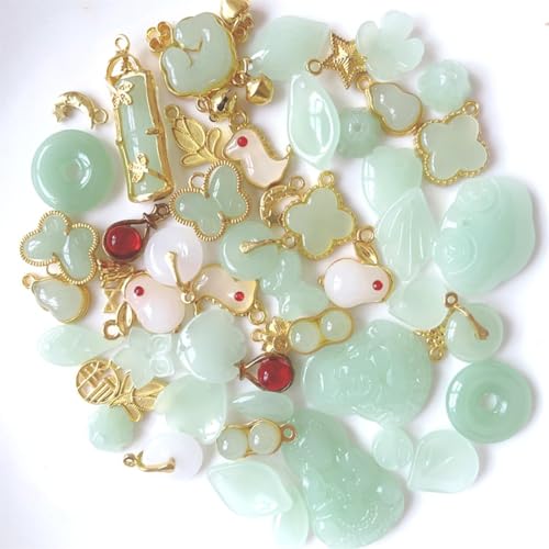 OKKRMGZ 66 Stück Jadeperlen für die Schmuckherstellung, verschiedene eingelegte Charms und Edelsteinperlen mit Löchern, Abstandshalter für DIY-Halsketten, Armbänder, Ohrringe, Bastelarbeiten OKKRMGZ 66 Stück Jadeperlen für die Schmuckherstellung, verschiedene eingelegte Charms und Edelsteinperlen mit Löchern, Abstandshalter für DIY-Halsketten, Armbänder, Ohrringe, Bastelarbeiten von OKKRMGZ