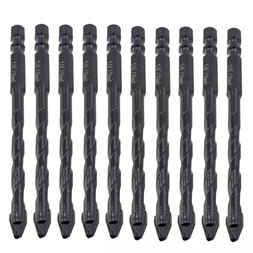 10 Stück 6 mm Hochleistungs-Exzenterbohrer für Mauerwerk, Hartmetallbestückt, 6 mm Sechskant für Beton, Wände, Fliesen, Glas, Hartplastik, Zement, Granit von OKODOKO