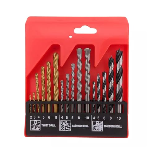 16-teiliges Bohrer-Set für Metall, Mauerwerk und Holz, Multi-Stahl, HSS/Titanbeschichtung, gerader Schaft, in kompakter Aufbewahrungsbox für Metall, Ziegel, Holz und Kunststoff, verschiedene Größen 16-teiliges Bohrer-Set für Metall, Mauerwerk und Holz, Multi-Stahl, HSS/Titanbeschichtung, gerader Schaft, in kompakter Aufbewahrungsbox für Metall, Ziegel, Holz und Kunststoff, verschiedene Größen von OKODOKO