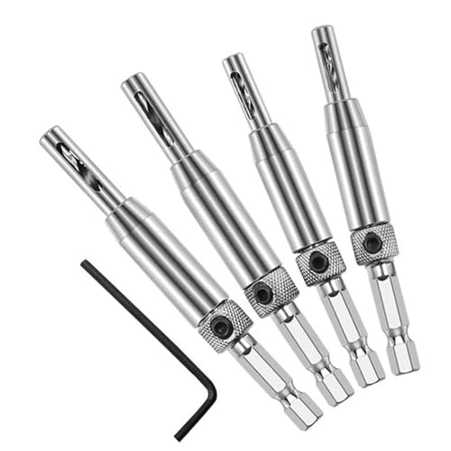 Selbstzentrierende Türscharnierbohrer-Set, 6,35 mm Sechskant, 5/64 Zoll, 7/64 Zoll, 9/64 Zoll, 11/64 Zoll, 4 Stück Selbstzentrierende Türscharnierbohrer-Set, 6,35 mm Sechskant, 5/64 Zoll, 7/64 Zoll, 9/64 Zoll, 11/64 Zoll, 4 Stück von OKODOKO