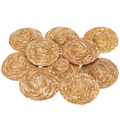 OKOVO 10 Stück Puppen-Strohhut, niedlicher Miniatur-Hut, Bastelpuppe, Strohhut, Ornamente, handgewebte Graskappe, Zubehör, Haustier-Chapeau zur Dekoration OKOVO 10 Stück Puppen-Strohhut, niedlicher Miniatur-Hut, Bastelpuppe, Strohhut, Ornamente, handgewebte Graskappe, Zubehör, Haustier-Chapeau zur Dekoration von OKOVO