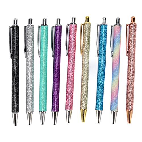 OKOVO Kugelschreiber, schwarze Mine, Glitzer, einziehbarer Taschenclip, Metallspitze, Schreibstifte, Schule, Büro, Geschäft von OKOVO