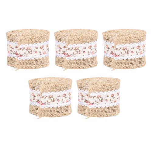 Sackleinenrollen -Stoffband -Mesh -Sackleinenbanddekoration 5 Rollen 5 cm Breite von OKOVO