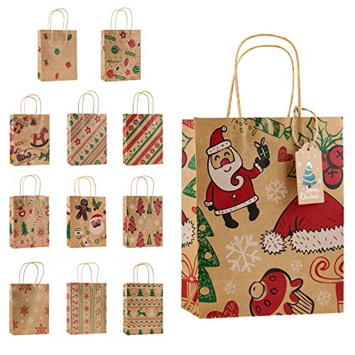 Geschenktüten Weihnachten Kraft Papier Braun - 12 Stück Papiertüten Kraftpapier Geschenktasche mit Henkel - Nikolaus Papiersackerl Geschenk Tüten zum Befüllen Bio Weihnachts Tasche Geschenkbeutel Set Geschenktüten Weihnachten Kraft Papier Braun - 12 Stück Papiertüten Kraftpapier Geschenktasche mit Henkel - Nikolaus Papiersackerl Geschenk Tüten zum Befüllen Bio Weihnachts Tasche Geschenkbeutel Set von OKPOW