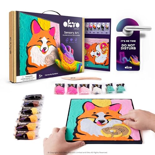 OKTO Malen mit Ton nach Zahlen Fuchs – 2D-Wandkunst, Modelliermasse, Kunst- und Bastelset – Beruhigende sensorische Bastelsets für Kinder ab 5 Jahren – sicherer, sauberer, lufttrocknender Ton für von OKTO