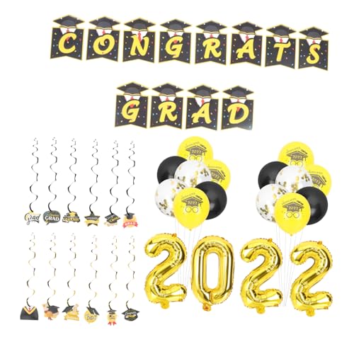 OKUMEYR Graduierung Ballons Regenbogen Wirbel Ornamente Kit Party Dekoration Latex Papier Aluminium Foto Prop Set von OKUMEYR