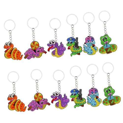 OKUMEYR 12Stücke Cartoon Schlange Schlüsselanhänger und Praktische Anhänger für Taschen Rucksäcke und Schlüsselbund Leicht und Langlebig DIY Charm oder von OKUMEYR