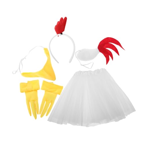 OKUMEYR 1Satz Hühnerkostüm Set für Fasching Teiliges Huhn Kostüm Zubehör mit Stirnband und Rock Lustiges Cosplay für Partys Halloween und Festlichkeiten von OKUMEYR