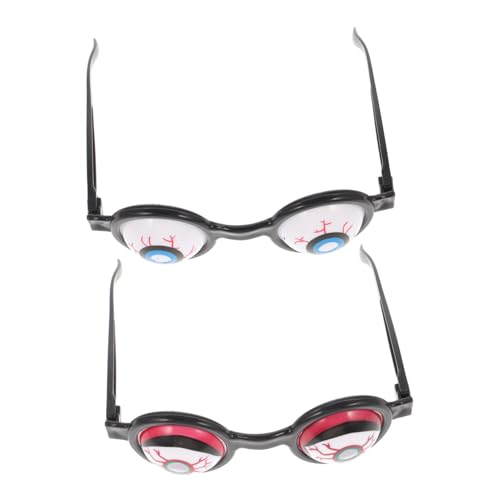 OKUMEYR 2 Stück Lustige Partybrillen aus Kunststoff mit Wackelnden Augen Leichte Scherzbrille für Halloween Karneval und Festliche Anlässe Kreative Kostümbrille für Erwachsene von OKUMEYR