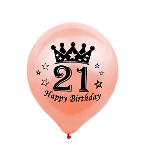 OKUMEYR 20 Stück 21 Luftballons Partyzubehör zum 21. Geburtstag Ballons bedrucken roségoldener Ballon Wohnkultur Zahlenballons Partyballons Latexballon zum Geburtstag Erwachsener Konfetti von OKUMEYR