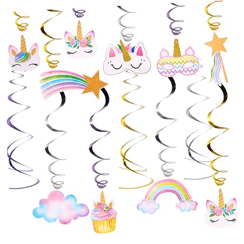 OKUMEYR 20 Stück Teiliges Spiralhängedrops für Kindergeburtstagsfeiern Einhorn Dekoration für Jungen Kreative Kuchen Backdrop Drops Party Accessoires für Unvergessliche von OKUMEYR