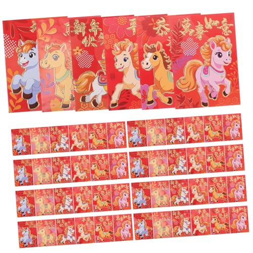 OKUMEYR 300 Stk. Jahr Des Pferdes Rote Umschläge Kreative Hong Bao mit Verschiedenen Pferdemustern Frühlingsfest Taschen Vielseitig für Familie Hochzeit und Neujahrsfeiern von OKUMEYR