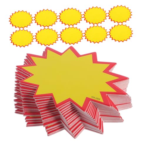 OKUMEYR 300 Stück Sterne-burst-schild, Leere Stern-einzelhandelspreisschilder, Garagen-burst-schilder, Pinnwand-, Burst-papierschilder Für Einzelhandelsplakate von OKUMEYR