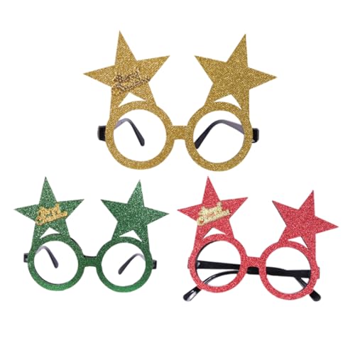 OKUMEYR Partybrille 3St Brille Requisiten für Fotoautomaten Weihnachtsfoto-Requisite Weihnachts-Cosplay-Stütze Weihnachtsglasrahmen Weihnachtskostüm Gläser Weihnachten Geschenk Kind von OKUMEYR