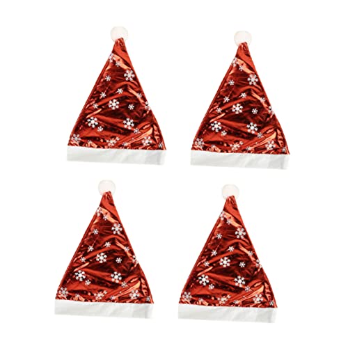 OKUMEYR 4 Stück Autofahnenmast kleiner Benzinkanister Weihnachtsmützen Hüte Weihnachtsmütze für Erwachsene Schneeflocke Weihnachtsmütze Kleidung Hut Geschenk Kind rot von OKUMEYR