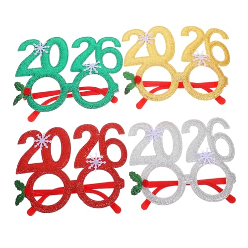 OKUMEYR 4 Stück Glitzer-brillen 2026: Weihnachtsparty-brillen, Silvester-zubehör – Bequeme Sonnenbrillen Aus Vliesstoffen Ohne Gläser Für Silvesterpartys OKUMEYR 4 Stück Glitzer-brillen 2026: Weihnachtsparty-brillen, Silvester-zubehör – Bequeme Sonnenbrillen Aus Vliesstoffen Ohne Gläser Für Silvesterpartys von OKUMEYR