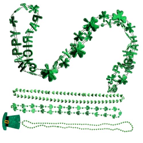 OKUMEYR 4 Stück Irische Halskette Runde Perlenkette St Patricks Day Halskette Irische Partykette Kleeblatthalskette St. Patricks Day Halsketten Zubehör Für Partykostüme Vlies Green OKUMEYR 4 Stück Irische Halskette Runde Perlenkette St Patricks Day Halskette Irische Partykette Kleeblatthalskette St. Patricks Day Halsketten Zubehör Für Partykostüme Vlies Green von OKUMEYR