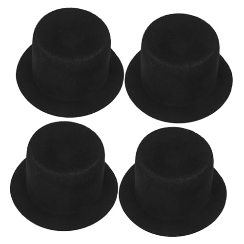 OKUMEYR 4 Stück Mini Top Hats Kleine Schwarze Miniatur Hüte für Puppen und Haustiere Vielseitige Bastelaccessoires für Party Dekoration und Fotorequisiten von OKUMEYR