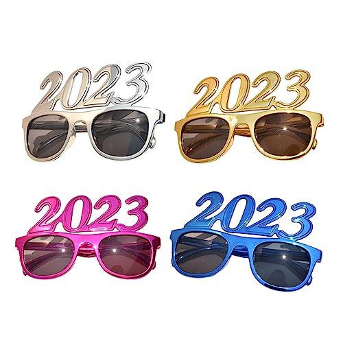 OKUMEYR 4 Stück Partybrille Lustige Fotorequisiten für Neujahrsfeiern Leichte Kreative Brillen Rot Blau Silber und Gold für Unvergessliche Bilder OKUMEYR 4 Stück Partybrille Lustige Fotorequisiten für Neujahrsfeiern Leichte Kreative Brillen Rot Blau Silber und Gold für Unvergessliche Bilder von OKUMEYR