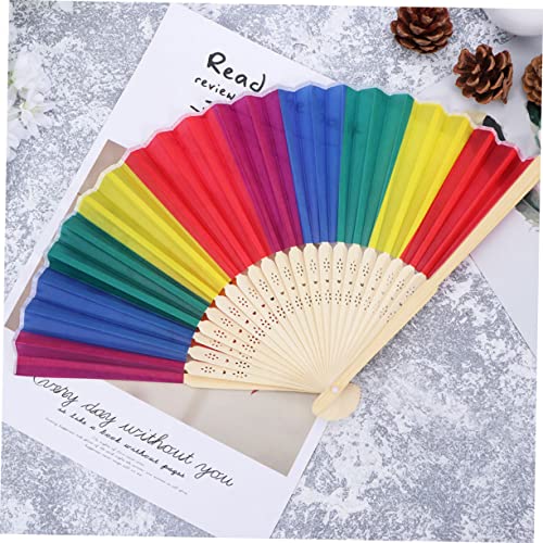 OKUMEYR 4 Stück Teiliges Faltbarer Handfächer Regenbogenfächer für Fotorequisiten Tanzaccessoire Langlebig Praktisch von OKUMEYR