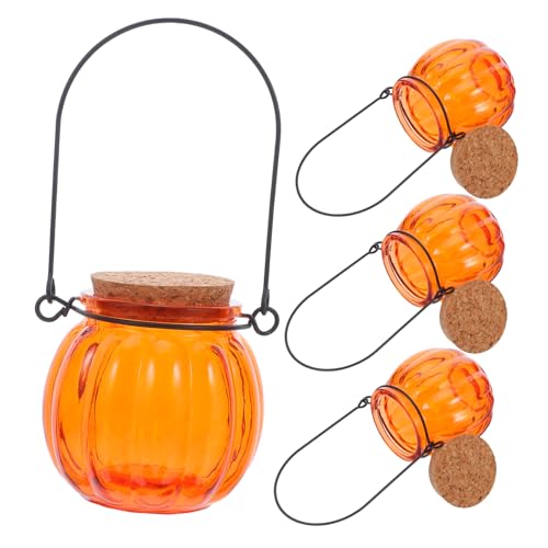 OKUMEYR 4 Stück Teiliges Halloween Candy Glas Transparente Glas Kürbis Dosen mit Korkverschluss und Hängeöse Luftdichte Dekorationsgläser für Süßigkeiten Kekse und Wunscherfüllung OKUMEYR 4 Stück Teiliges Halloween Candy Glas Transparente Glas Kürbis Dosen mit Korkverschluss und Hängeöse Luftdichte Dekorationsgläser für Süßigkeiten Kekse und Wunscherfüllung von OKUMEYR