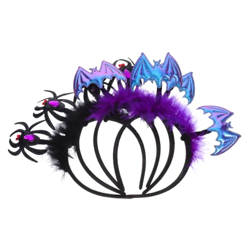 OKUMEYR 4 Stück Teiliges Halloween Haarreif Leichte Elastische Fledermaus und Spinnen Haarbänder Festliche Kopfbedeckung für Damen für Kostümpartys Cosplay und Halloween Feiern von OKUMEYR