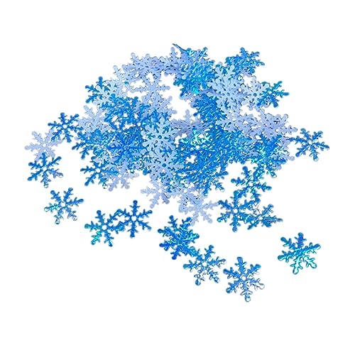 OKUMEYR Schneeflocken-Konfetti- 400 Stück verschiedene Schneeflocken Party-Dekorationen Bastel-Schneeflocken blau-weiße Schneeflockenscheiben von OKUMEYR