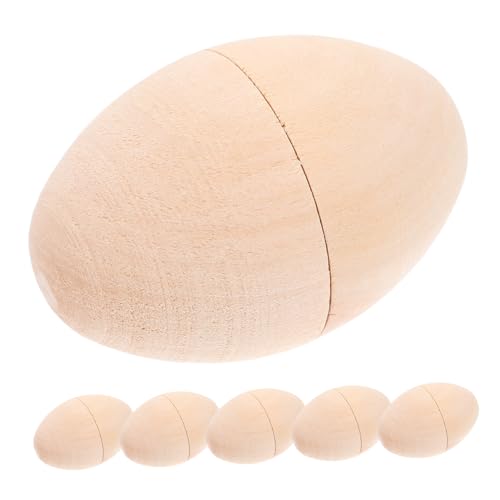 OKUMEYR 6 Stück Holz Ostereier Unbemalt DIY Bastelset für Kreative Osterdekorationen für Kunstprojekte Überraschungselement für Feiertagsfeiern von OKUMEYR