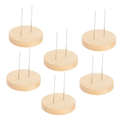 OKUMEYR 6 Stück Holzsockel Teile Figur Styling Puppenständer Holzständer zum Ausstellen Puppe steht Puppenanzeige gehäkelter Ständer hölzern Beige von OKUMEYR