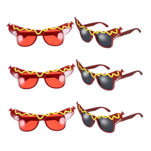 OKUMEYR 6 Stück Hot Dog -Wurstbrille Lustige Sonnenbrille lustige Brille Hot-Dog-Brille Partygeschenk Zubehör für Partykostüme Spaßbrille für Party Frauen Sonnenbrille Festivalbrille Abs von OKUMEYR