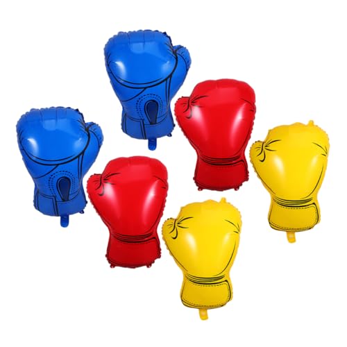 OKUMEYR 6 Stück Teiliges Boxhandschuh Folienballons Rot Gelb und Blau Farbiges Boxhandschuh für Wrestling Box und Geburtstagsfeiern Langlebige Partydekoration für von OKUMEYR