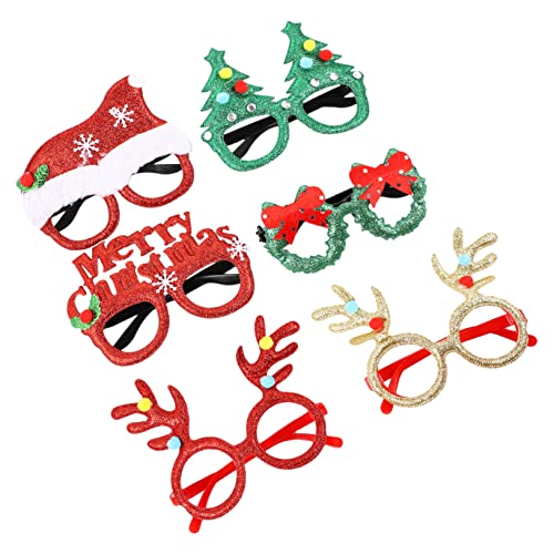 OKUMEYR 6St Weihnachtslustige Gläser Weihnachtsdekoration frohe weihnachten brille Ornament Weihnachtsbrille weihnachtliche dekorative Gläser Karikatur Requisiten Weihnachtsmütze schmücken von OKUMEYR
