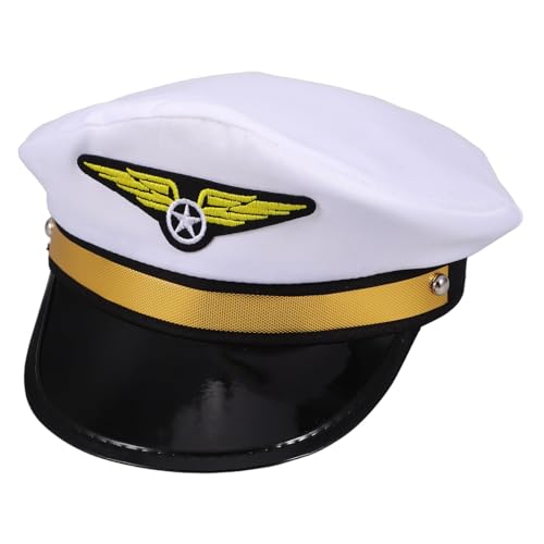 OKUMEYR Hut Für Herren Für Halloween Airline-hut Für Kostüm Matrosenhut Zubehör Weiß von OKUMEYR