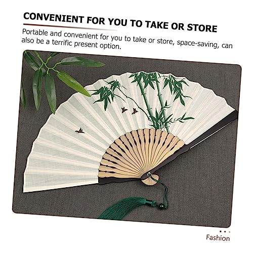 OKUMEYR Faltbarer Fächer Retro Stil Eleganter Chinesischer Tanz Fächer mit Quaste Klassischer Handventilator für Sommer Hochzeit Party Dekoration und Bühnenperformance von OKUMEYR