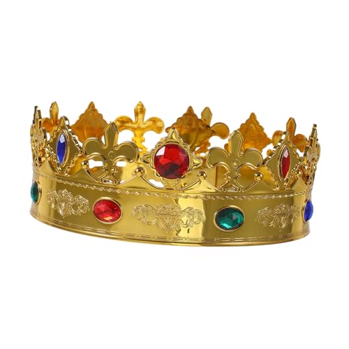 OKUMEYR Goldene Königskrone für Jungen Leichtes Party Accessoire mit Funkelnden Strasssteinen für Halloween Geburtstagsfeiern und Cosplay Komfortabel und Auffällig von OKUMEYR