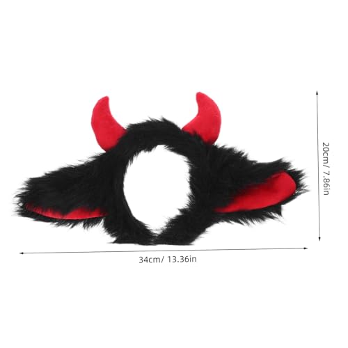 OKUMEYR Ox Horns Headband Schwarze und Rote Yak Ohraccessoires Realistisches Halloween Kostüm Zubehör Für Frauen und Flexible Passform von OKUMEYR