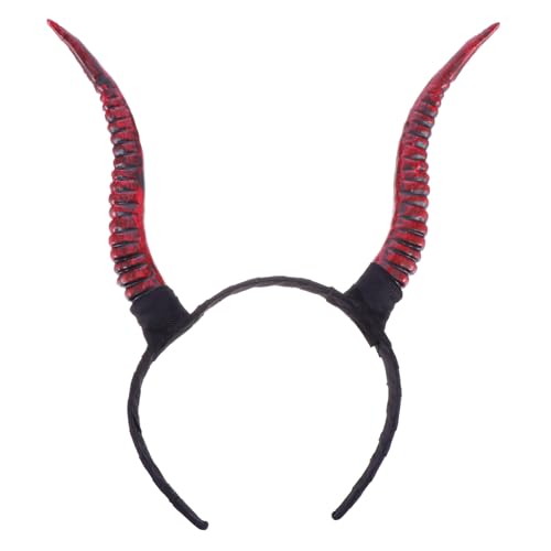 OKUMEYR Rotes Antilopenhorn Halloween Haarreif Party Haarschmuck Stirnband Kostüm Zubehör für Festival Cosplay Karneval von OKUMEYR