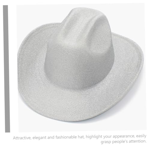 OKUMEYR Schimmernder Cowgirl-Hut Weiß Westernstil Leicht Elegant Damen Herren Kostüm Zubehör für Strand Hochzeit Tanzveranstaltung von OKUMEYR
