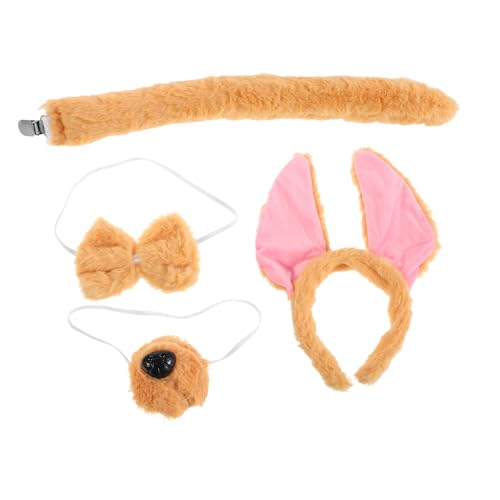OKUMEYR Unisex Hundekostüm mit Biegsamen Ohren Haarreif Plüsch Hundeschwanz und Schleife Niedliches Tierkostüm Zubehör für Jungen Mädchen Halloween Karneval Party von OKUMEYR